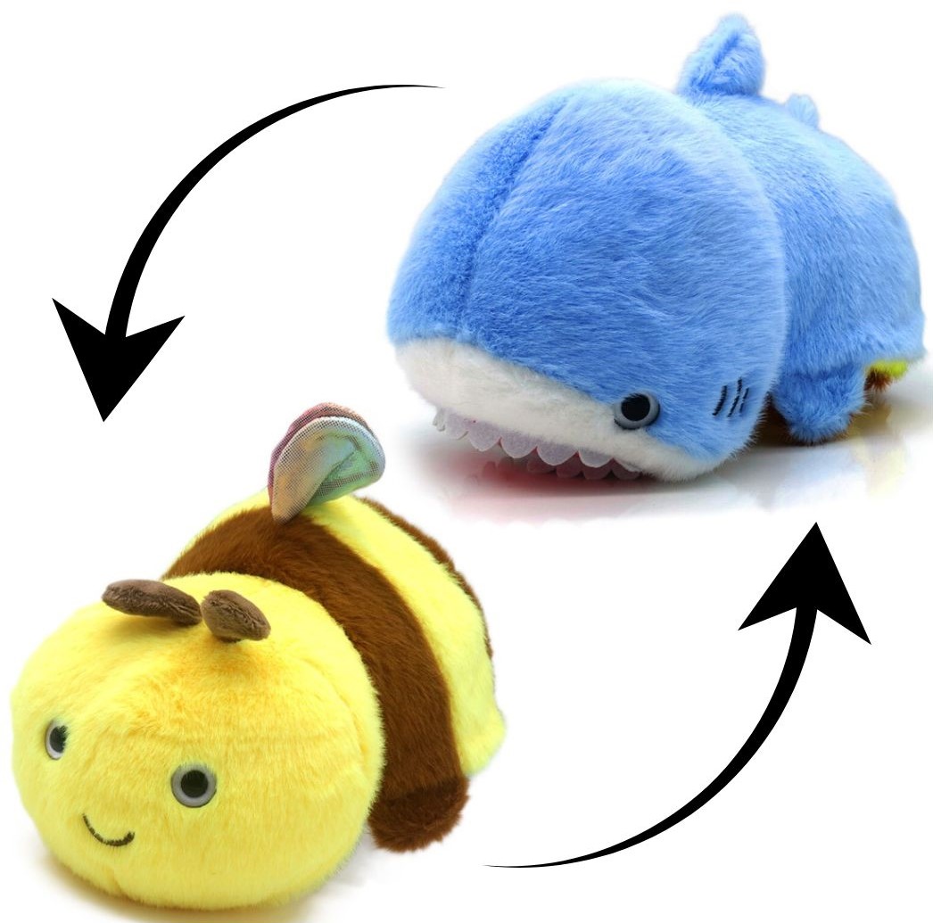 Y-D6.1 TOY939-004-4 Reversible Plush 25cm Shark - Bee