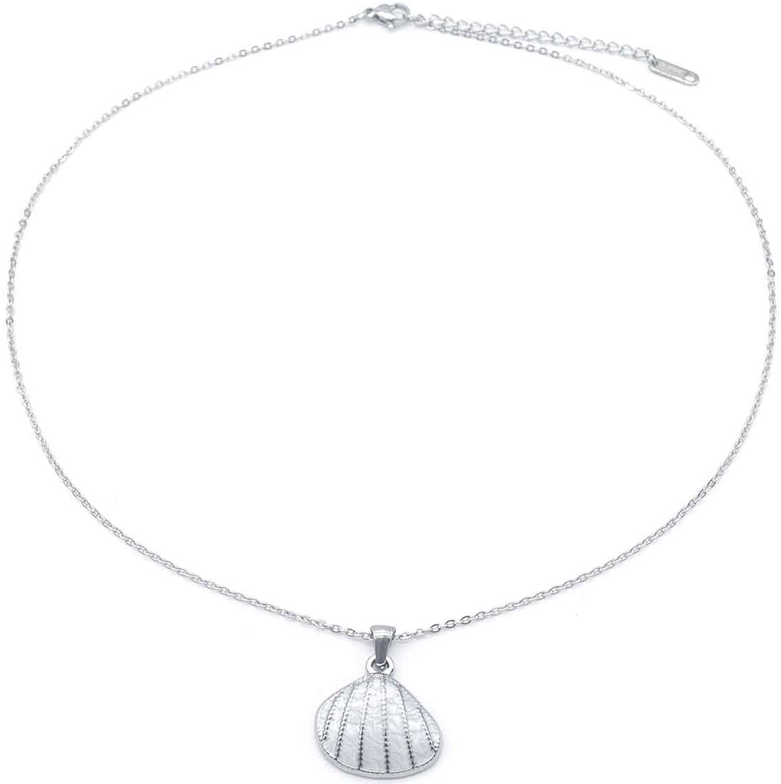 F-F4.4  N103-083S-2 S. Steel Necklace 2.3cm Shell White