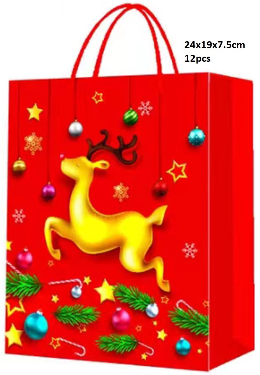 T-C8.1 PK726-008-S Gift Bags 24x19x7.5cm Christmas - 12pcs