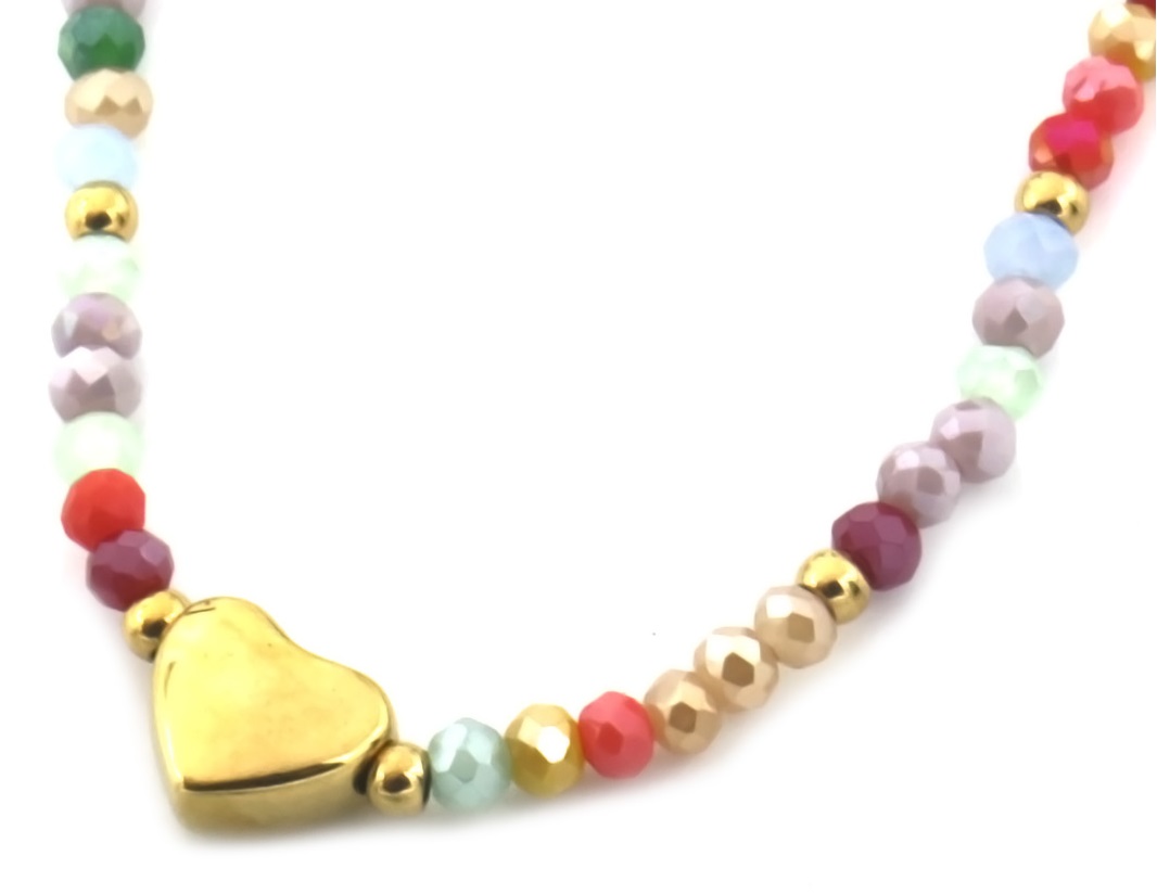 C-D8.2 N100-014-3 S. Steel Necklace Glassbeads