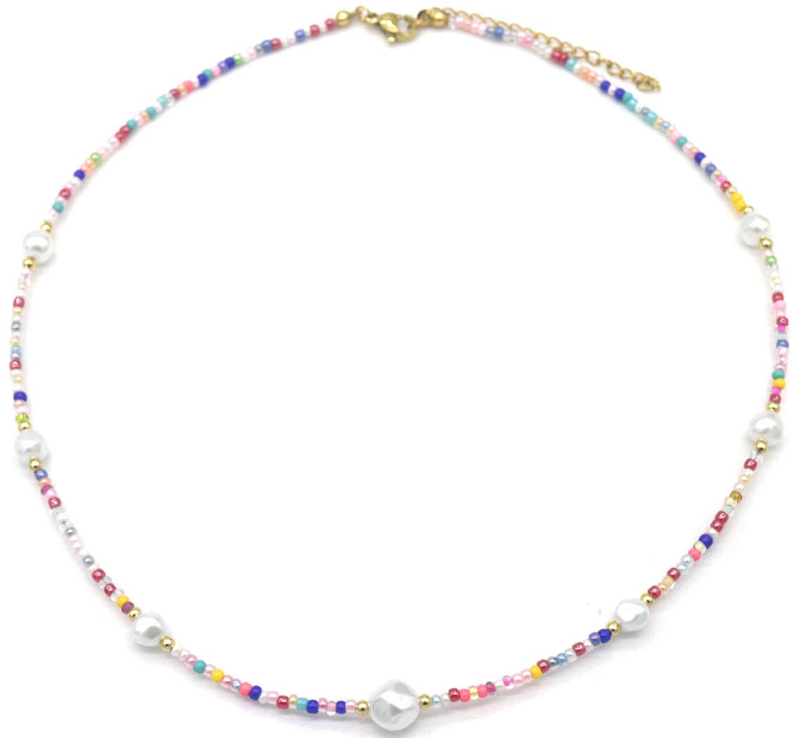E-D9.3 N830-026-1 Necklace Glassbeads Multi
