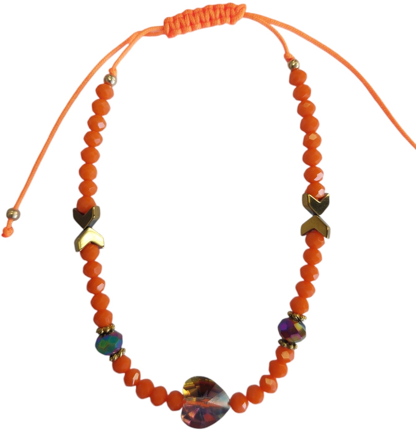 H-F24.2 ANK830-086-4 Anklet Glassbeads Orange