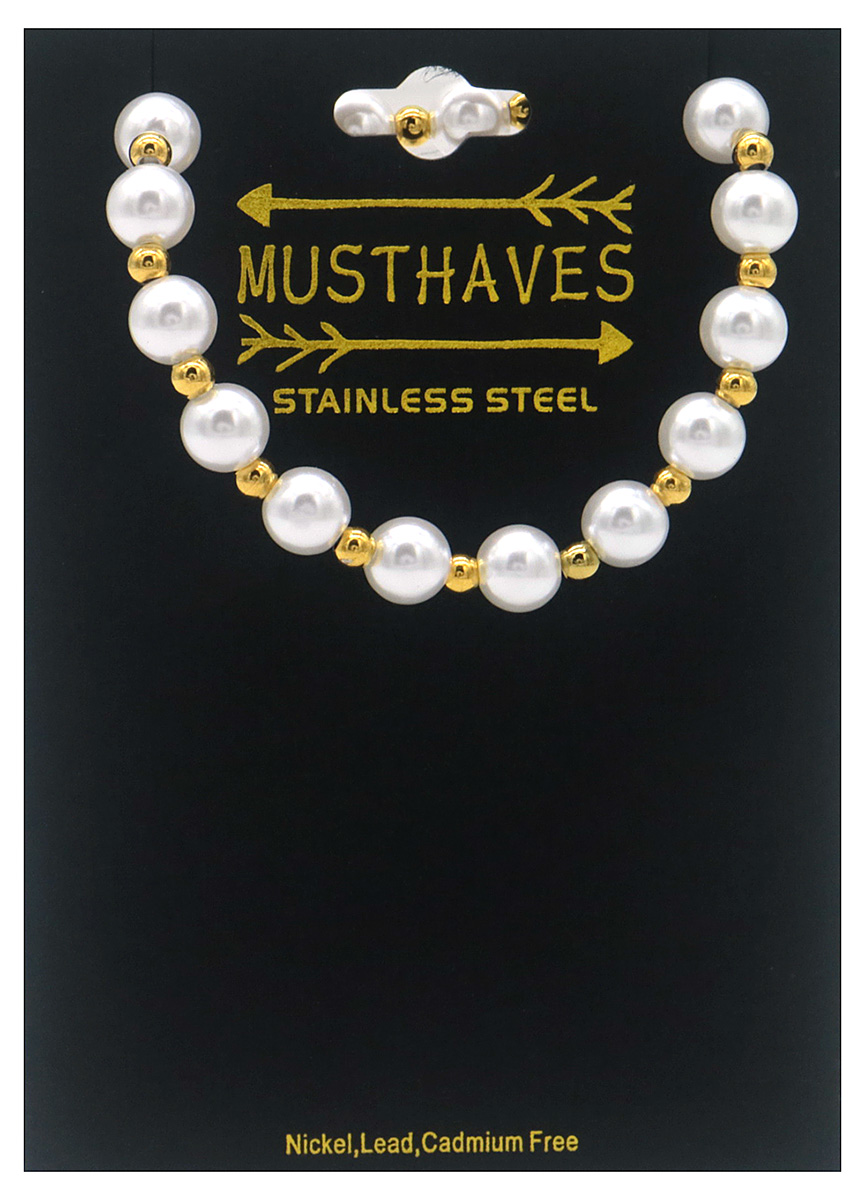 A-C15.1  B100-123G-1 S. Steel Bracelet With Pearls