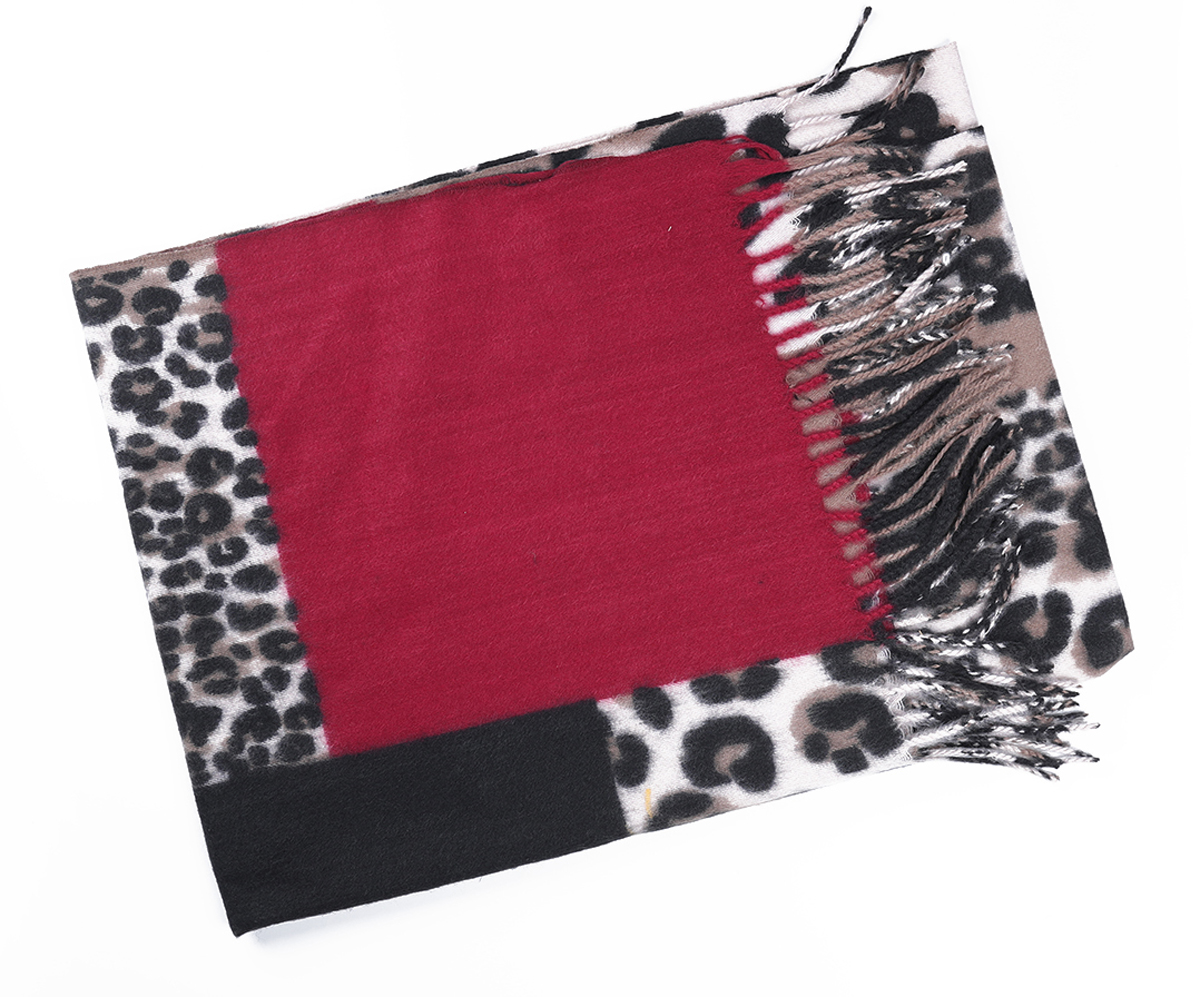 T-P8.1 SCARF405-003A Soft Scarf Leopard 180x70cm Brown-Red