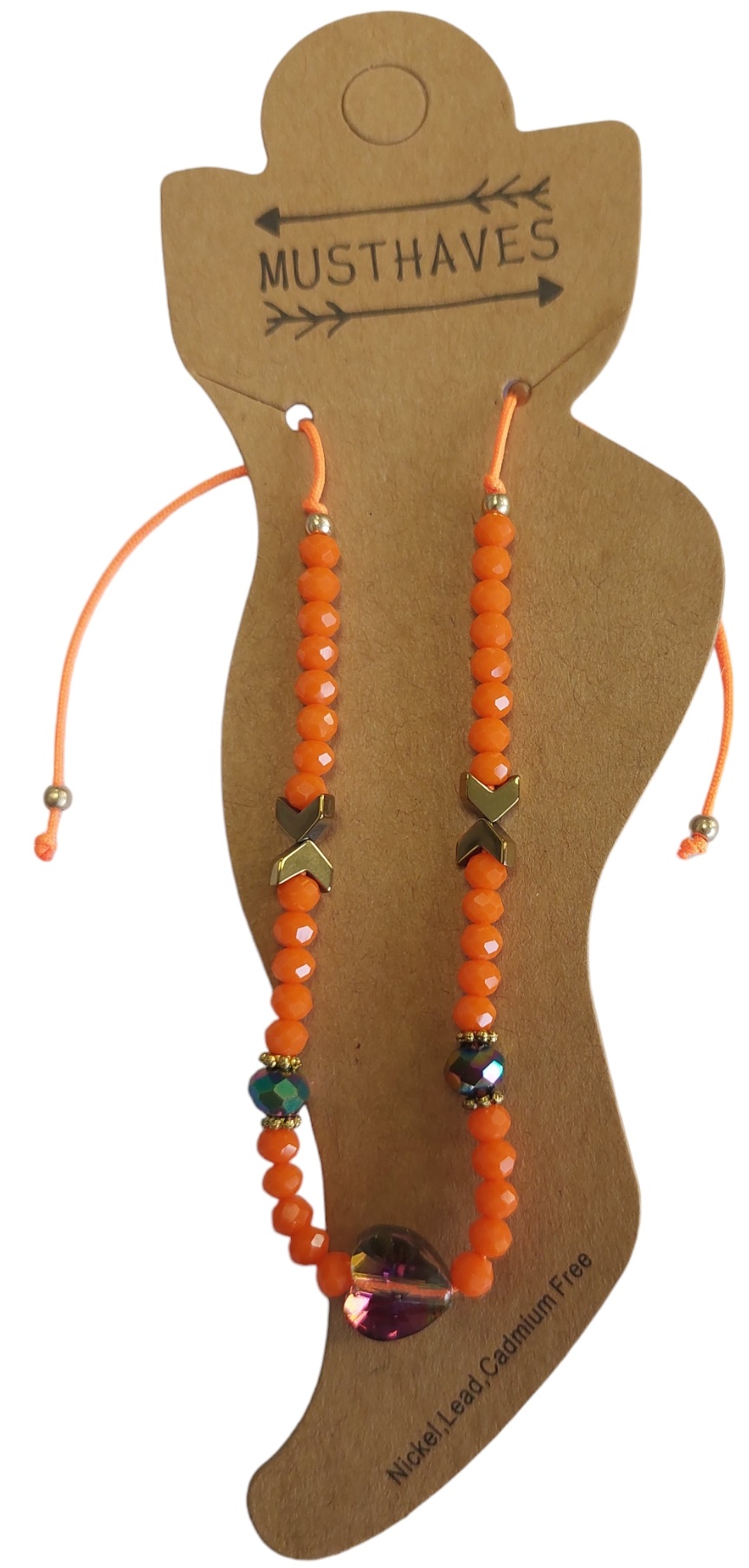 H-F24.2 ANK830-086-4 Anklet Glassbeads Orange