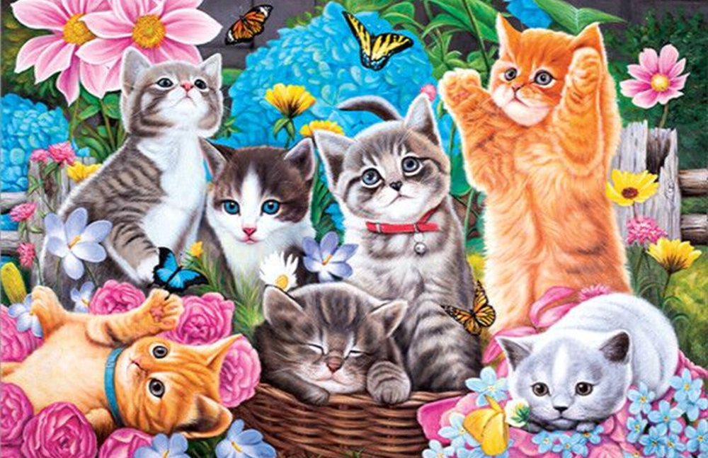 Q-F7.2 GD75500 Diamond Painting -Canvas 40x30cm - Painting 35x25cm Cats