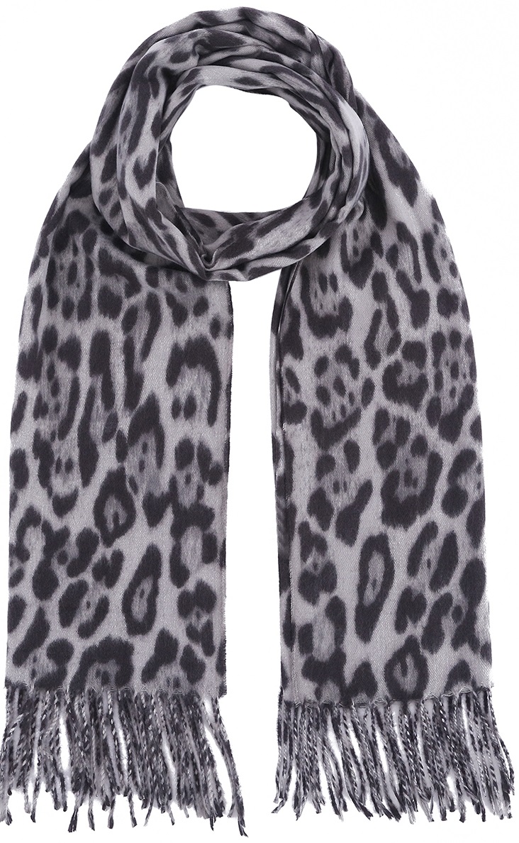 T-O5.2 SCARF405-002B Soft Scarf Leopard 180x70cm Grey