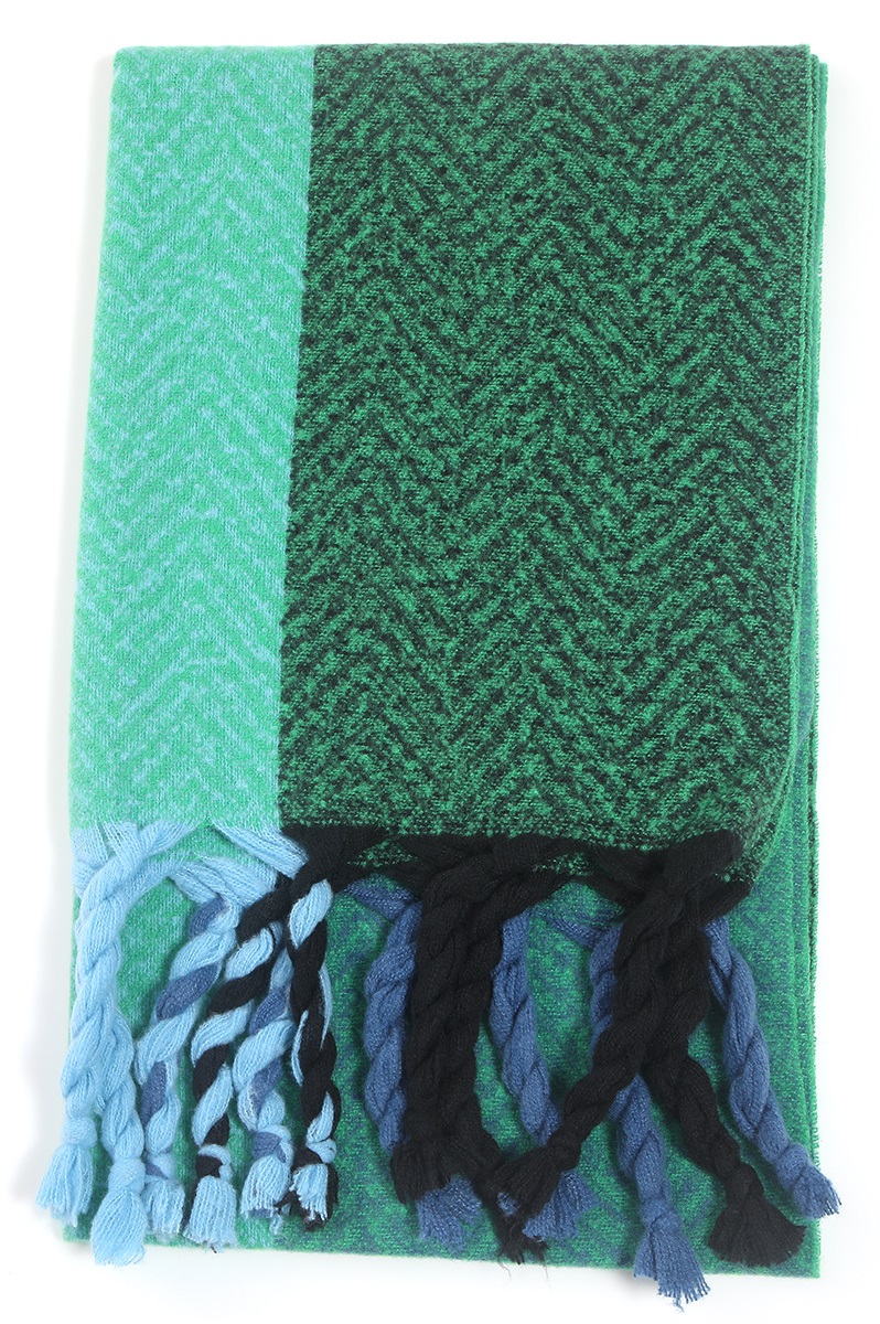 R-M7.2 SCARF705-005 No. 6 Scarf Tassels 180x60cm Green