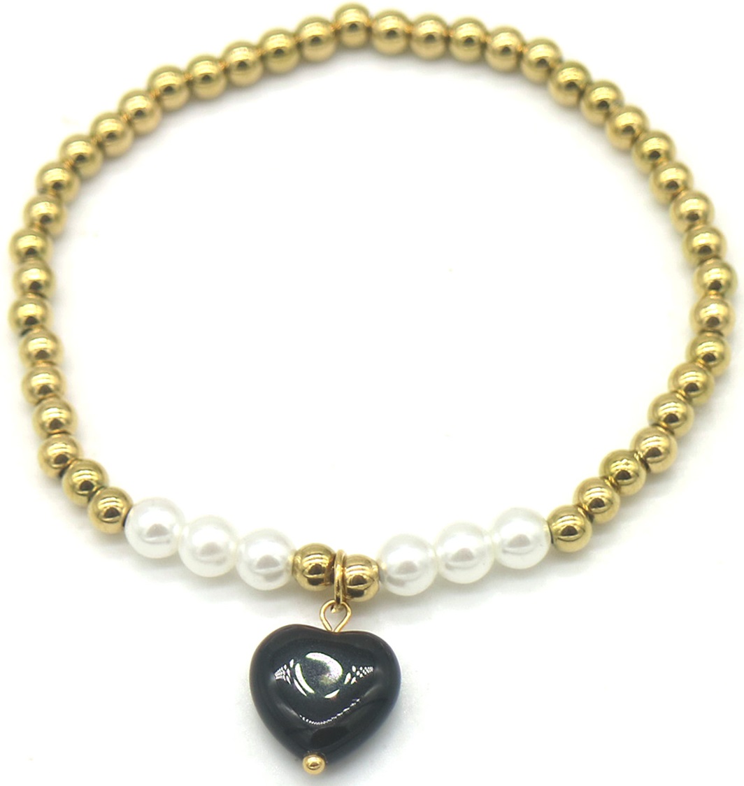 A-B4.1  B100-033-5 S. Steel Bracelet Stone Heart