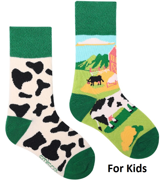 S-H3.2 SOCK2461-001 Socks Size 33-38 Cow For Kids