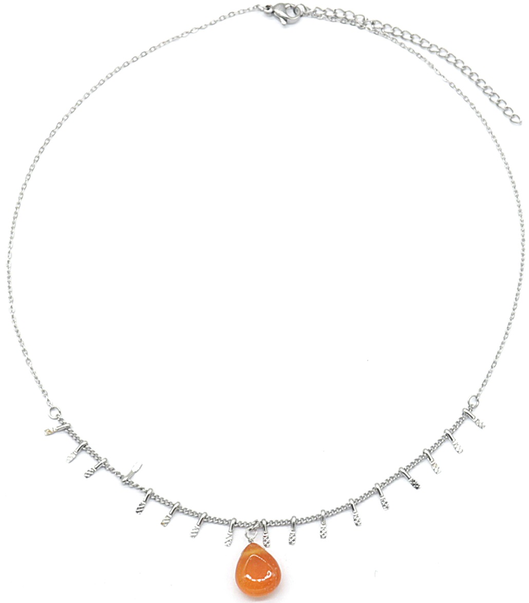 E-E2.3 N031-011S S. Steel Necklace Stone