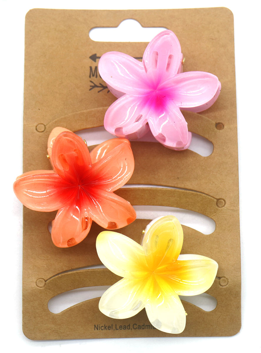 Y-A5.5 H819-016-1 Hair Claw Set Flower 4cm - 3pcs