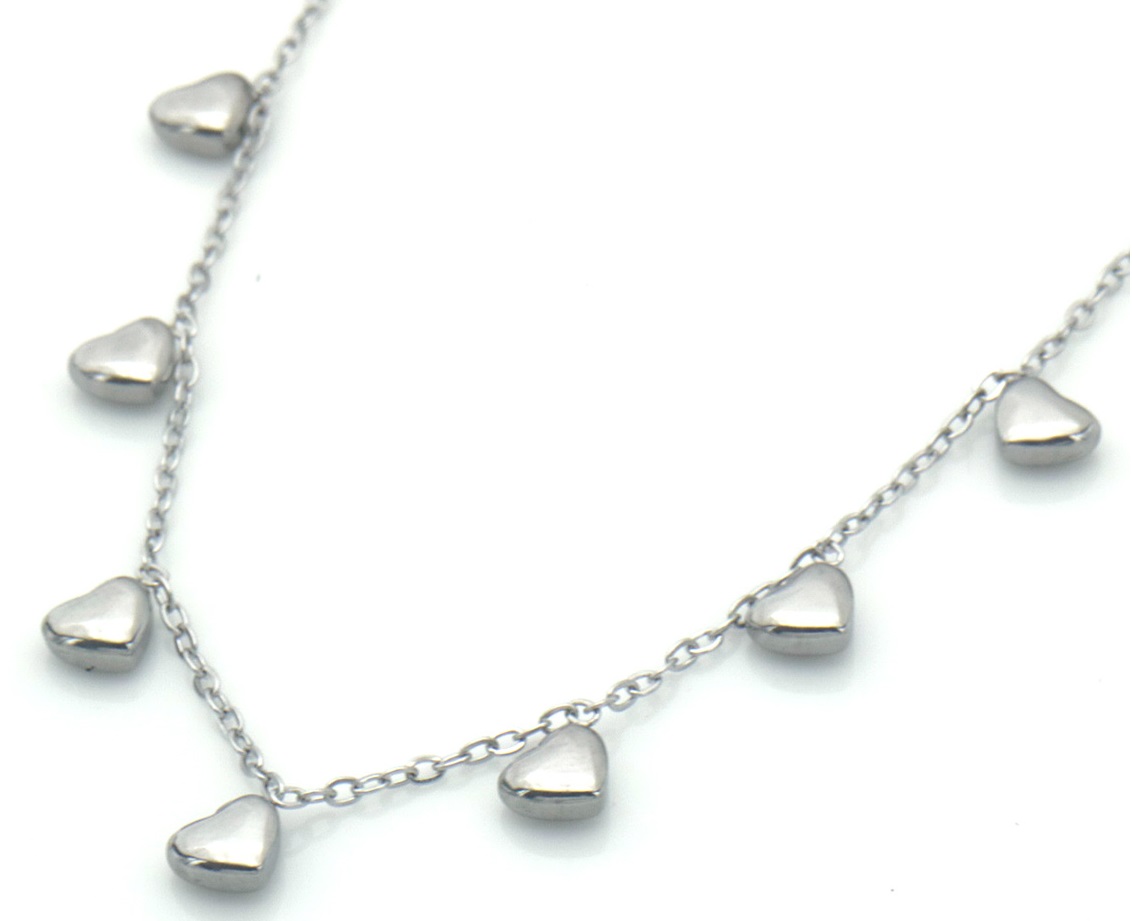 C-E7.5 N926-004S S. Steel Necklace Hearts