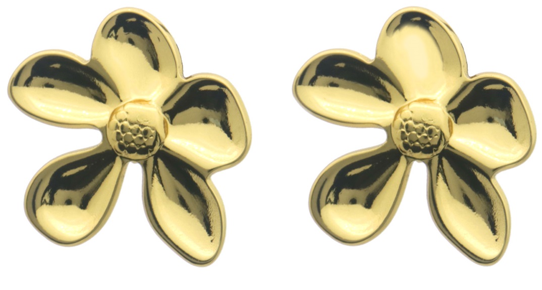 A-B22.1 E926-003G S. Steel Earrings Flower 2.5cm