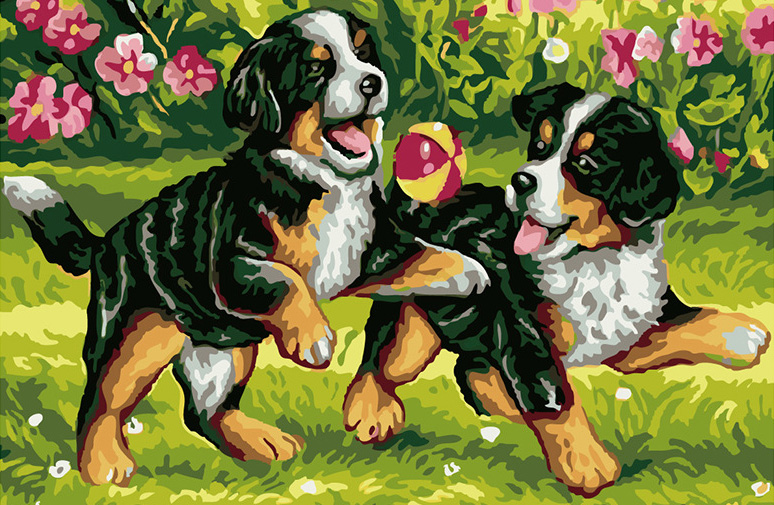 Q-K3.1 GD82469 Diamond Painting -Canvas 40x30cm - Painting 35x25cm Dogs