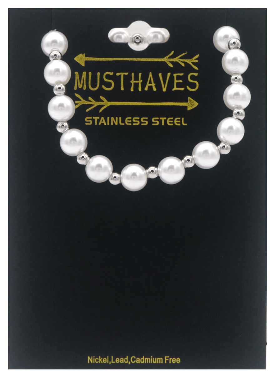 A-E2.3 B100-123S-1 S. Steel Bracelet With Pearls