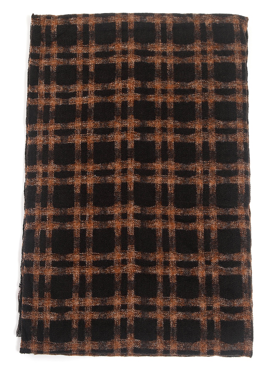 R-G3.2 SCARF705-006 No. 3 Scarf Checkered 190x65cm Brown