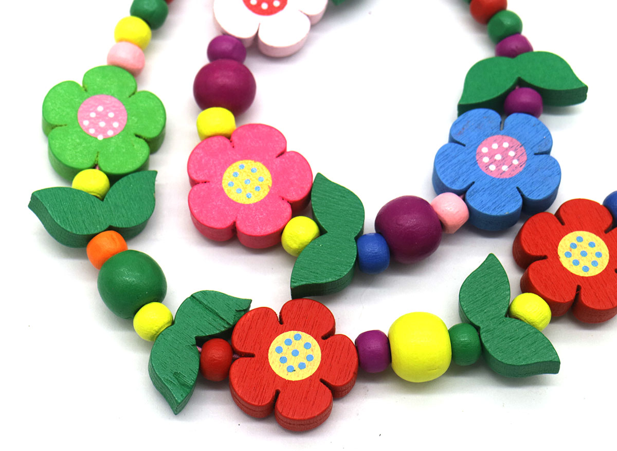 S-C3.1 NB622-005 Kids Jewelry Set Wood Flowers