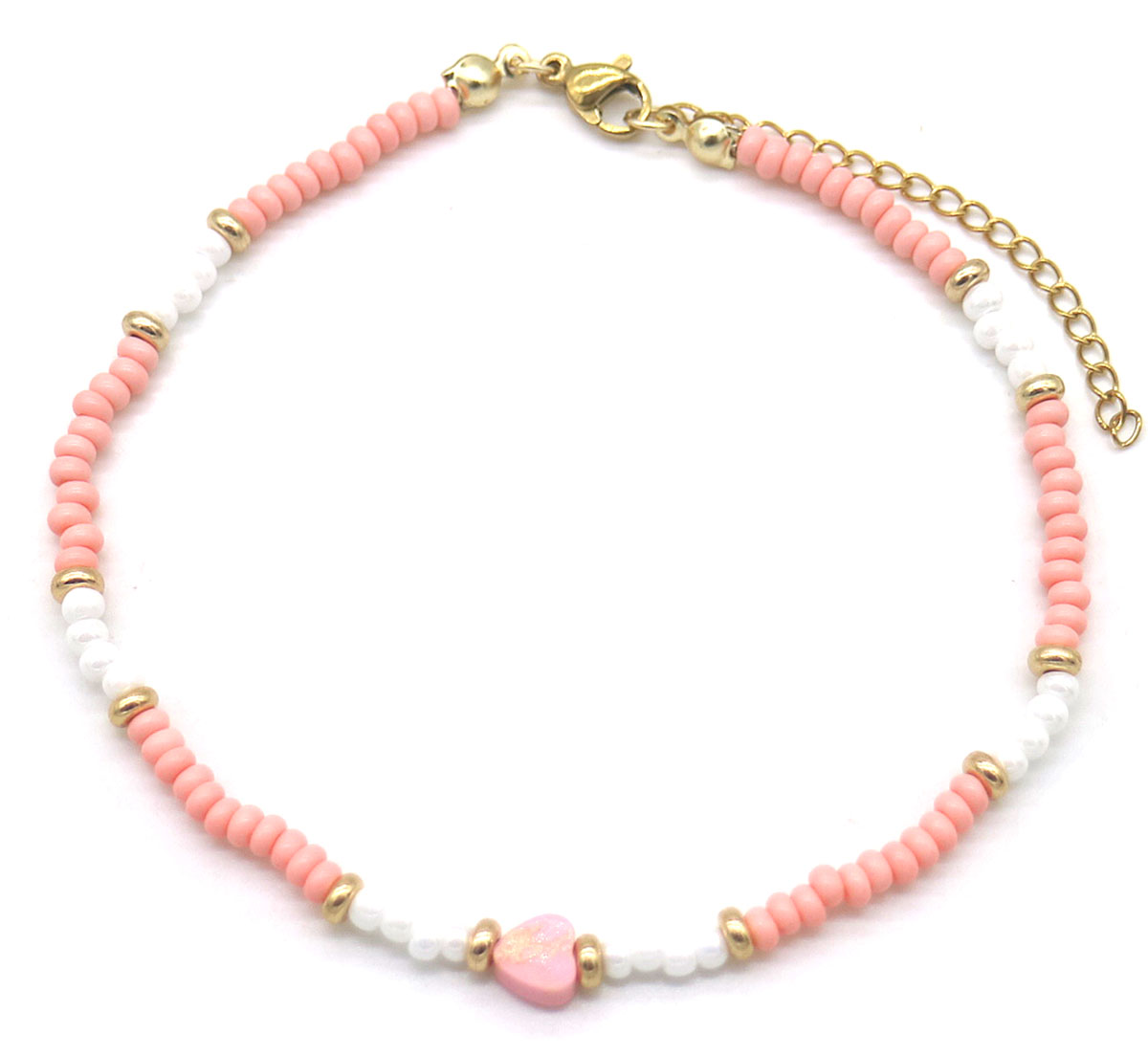 G-D9.1 ANK830-078-2 Anklet Heart Pink