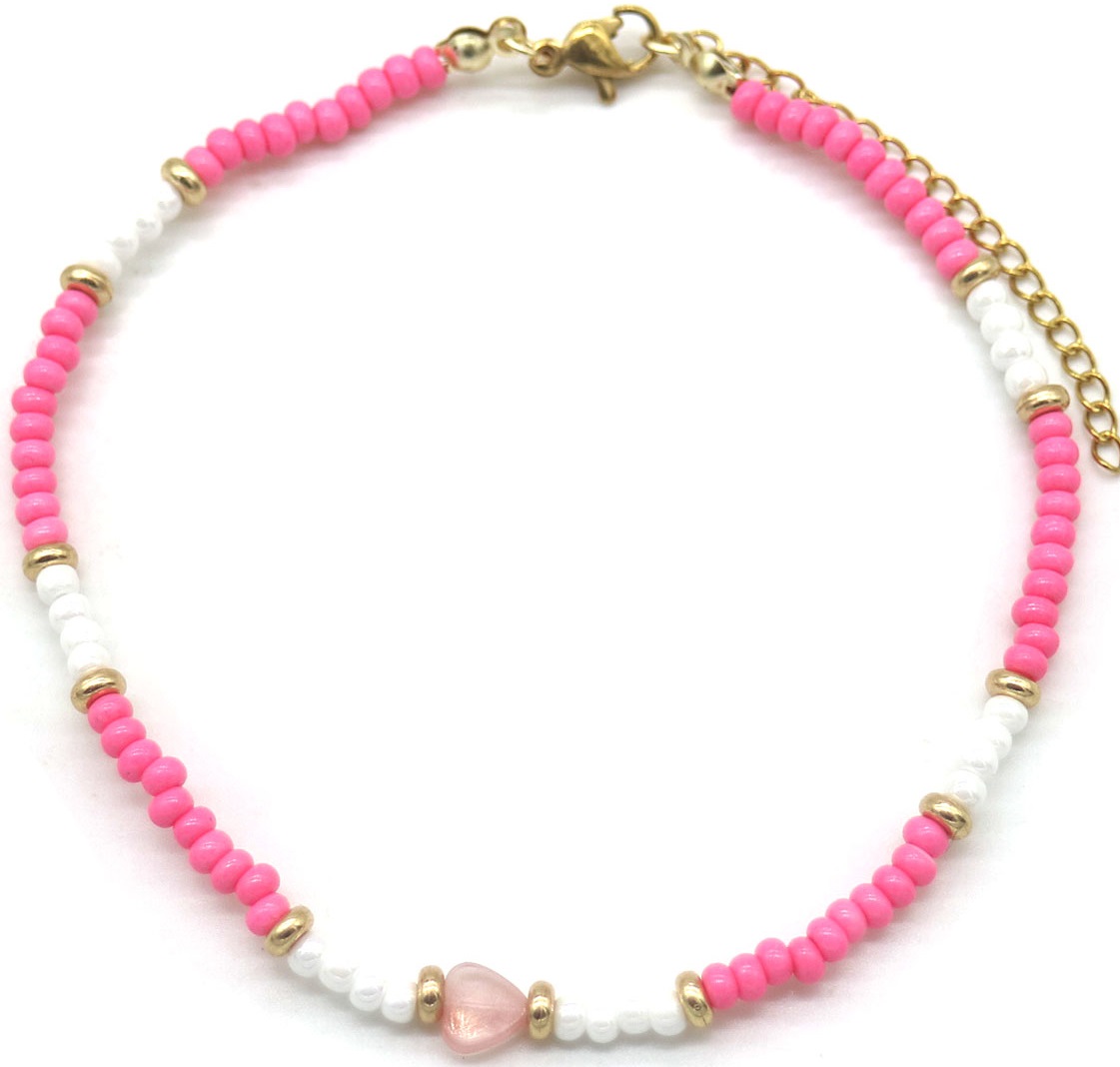 G-A1.1 ANK830-078-3 Anklet Heart Pink