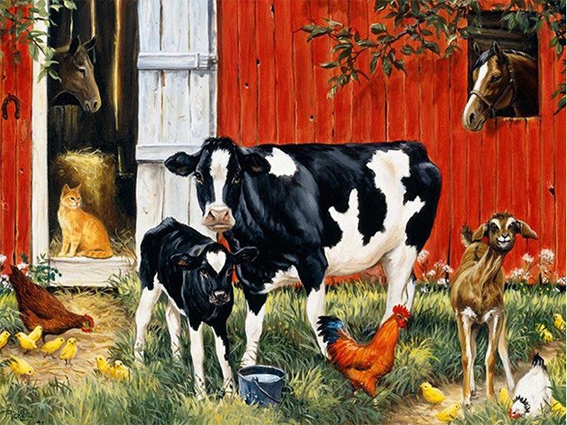 Q-C6.1 DS22006 Diamond Painting -Canvas 50x40cm - Painting 45x35cm Cow