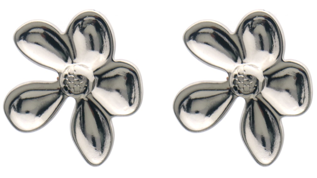 A-C6.4 E926-003S S. Steel Earrings Flower 2.5cm