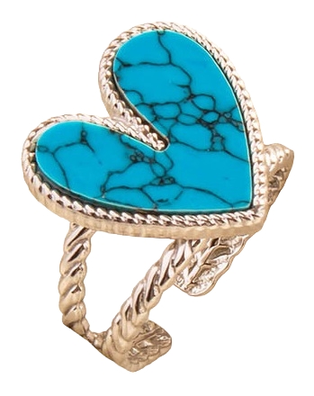 C-C19.3 R103-001S-3 S. Steel Ring Stone Heart Adjustable Blue