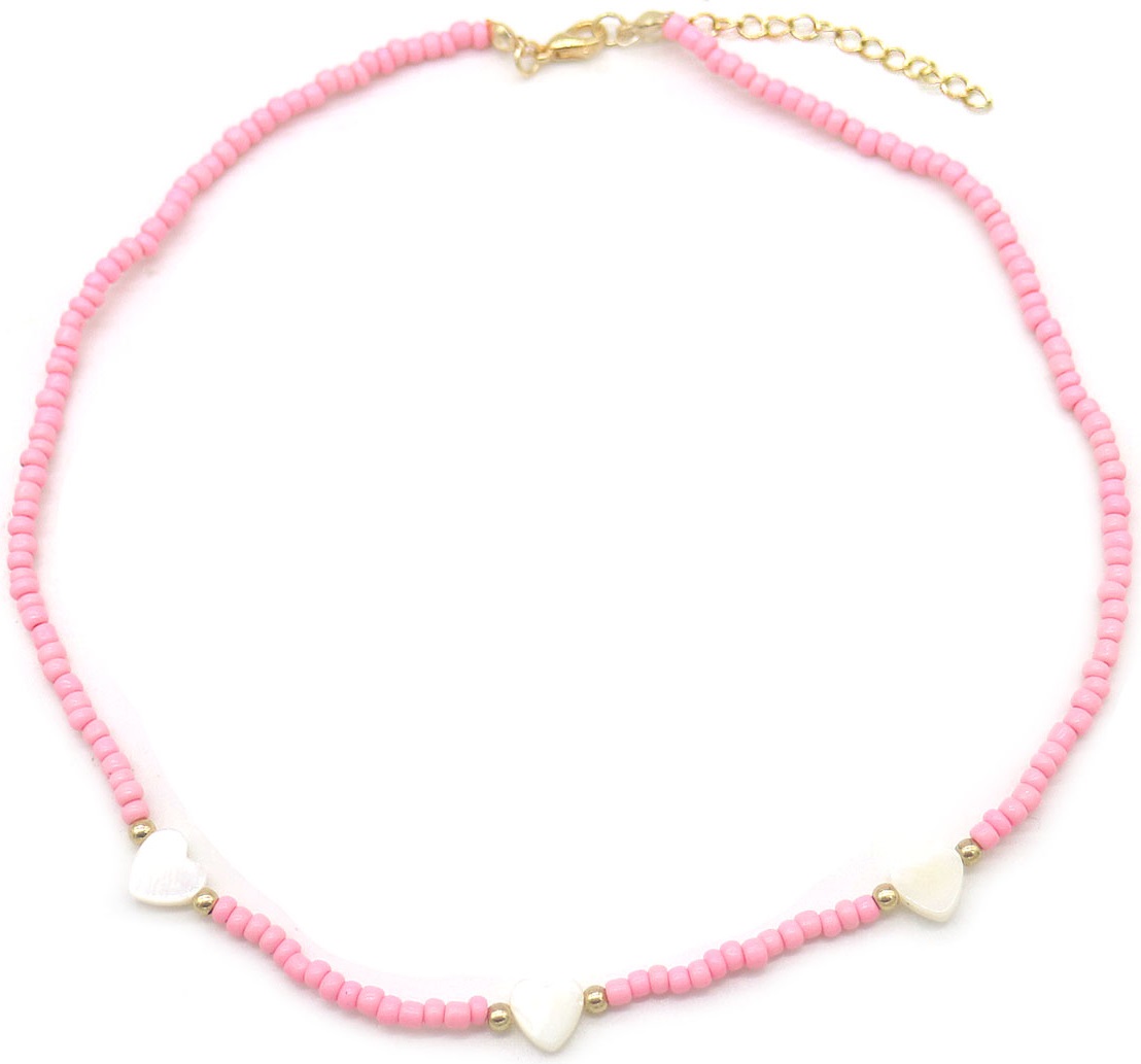 I-D19.3 N2375-016-1 Necklace Hearts for Kids Pink