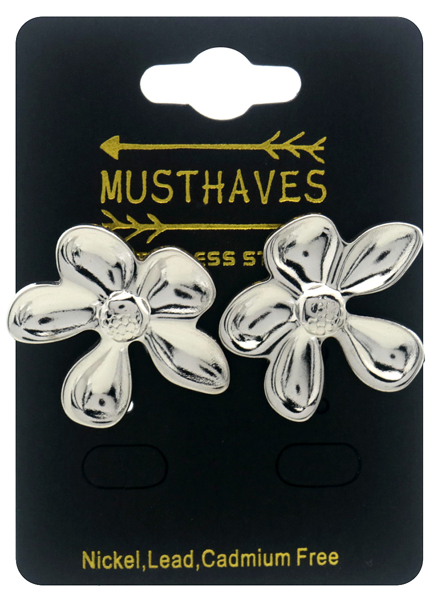 A-C6.4 E926-003S S. Steel Earrings Flower 2.5cm